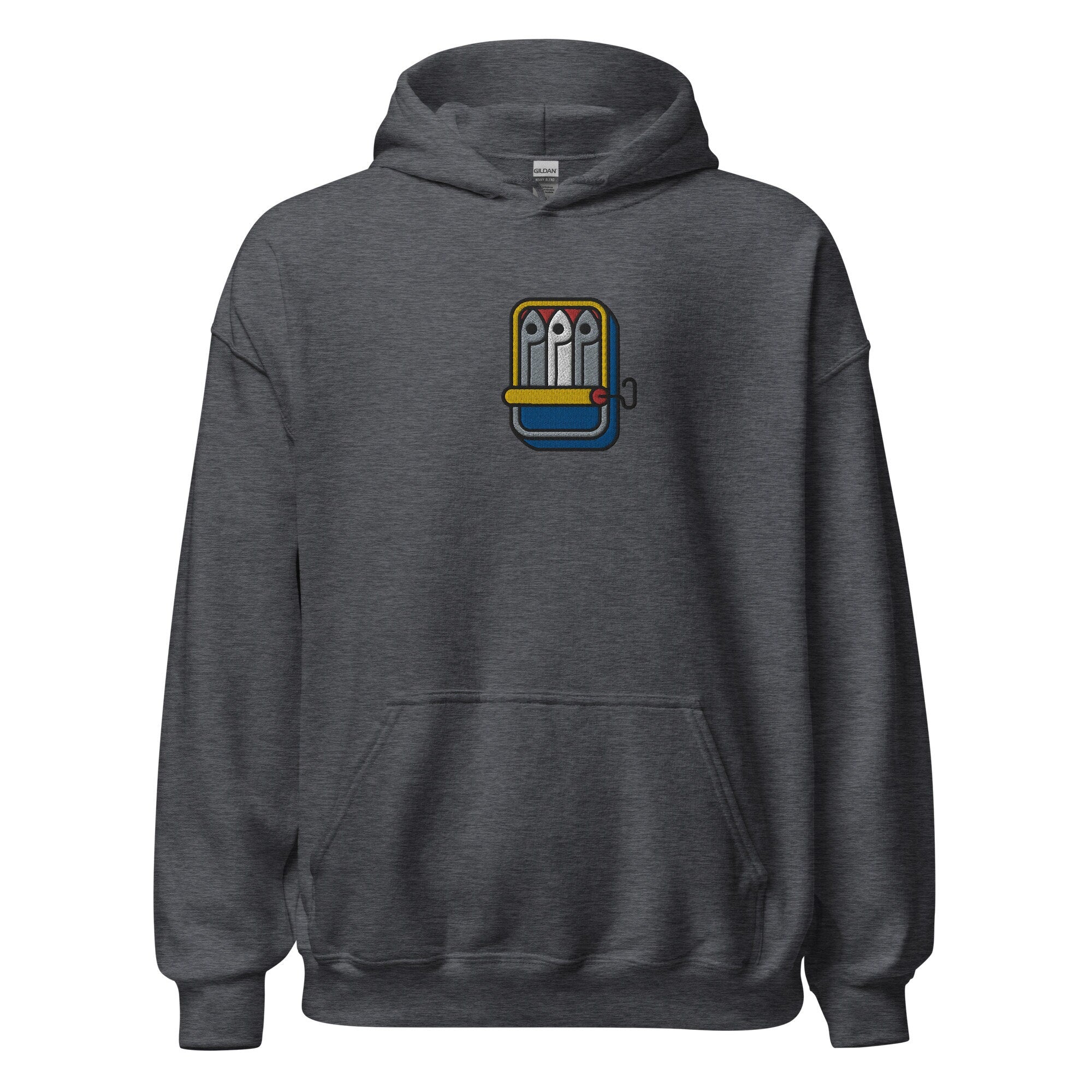 Cute Sardines Unisex Hoodie, Handmade Embroidered Hoodie, Sardine Lovers Gifts, Premium Hooded Sweater, Hoodie Embroidery - Multiple Colors