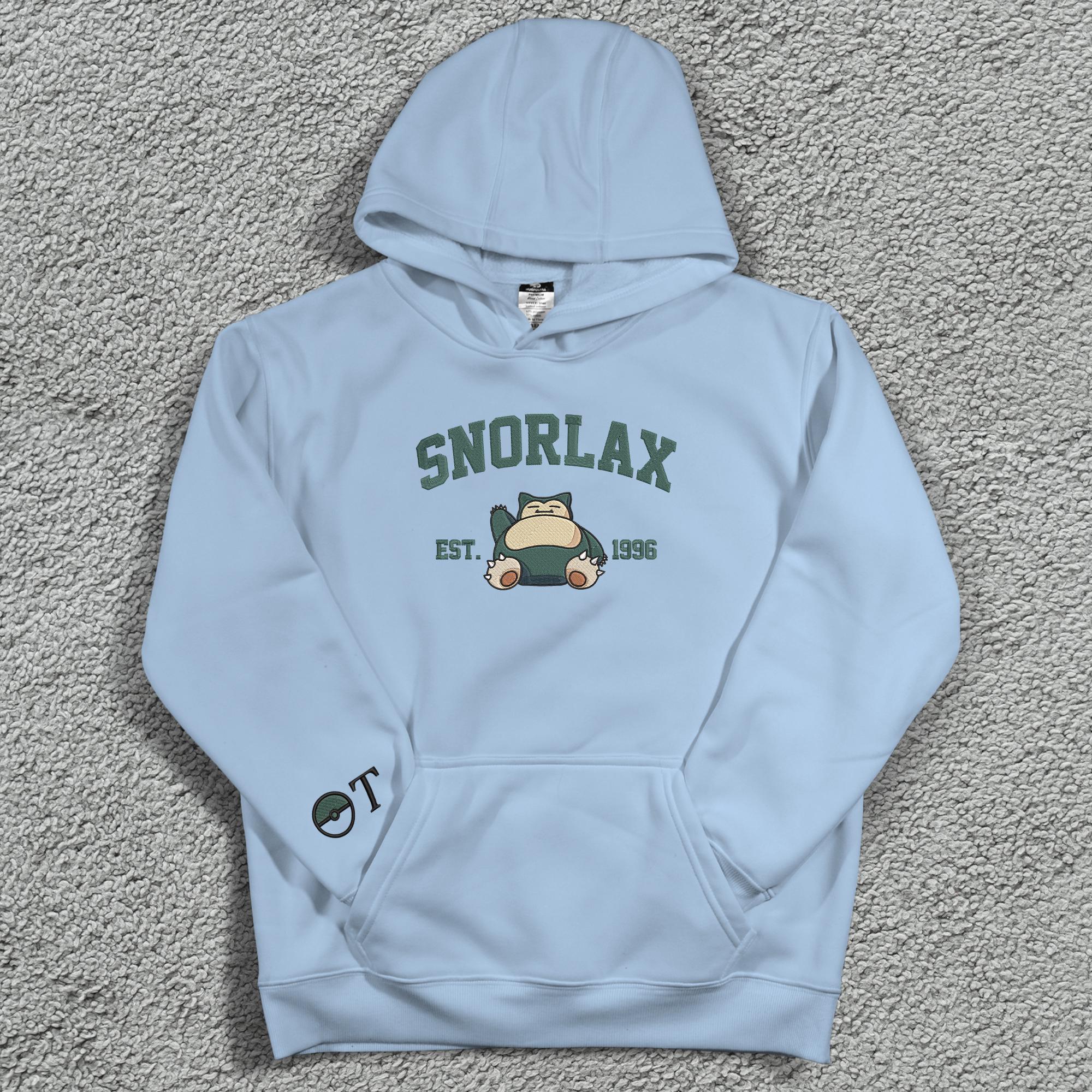 Personalized Snorlax Embroidered Sweatshirt Custom Snorlax Hoodie Crewneck Sweatshirt Custom Name Shirt Gifts