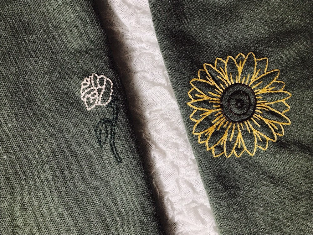 Rose Embroidered Hoodie - Hand Embroidered