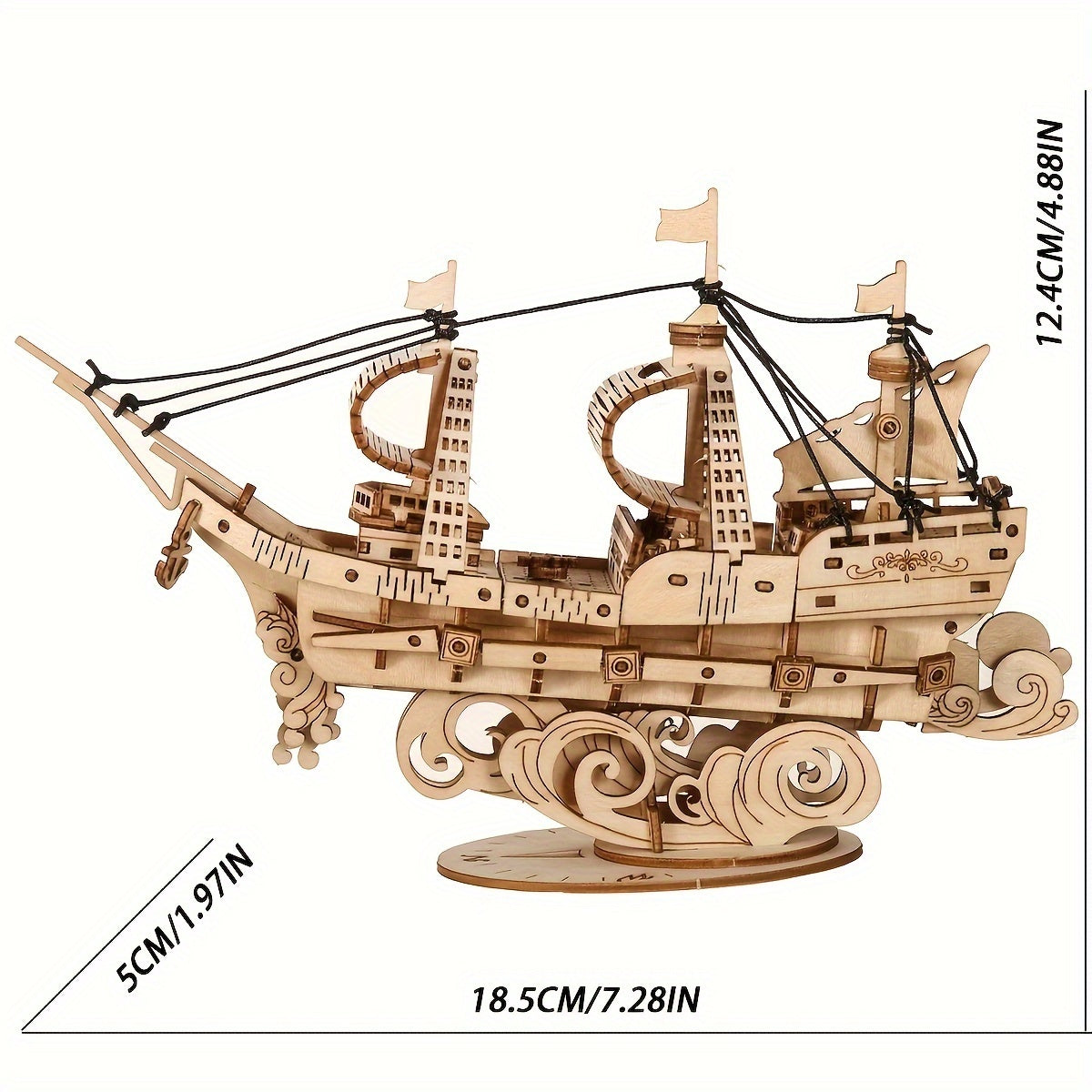 3D Ocean Sailboat Wooden Puzzle - DIY Scale Model Kit - Home Decoration, Birthday/Christmas Gift