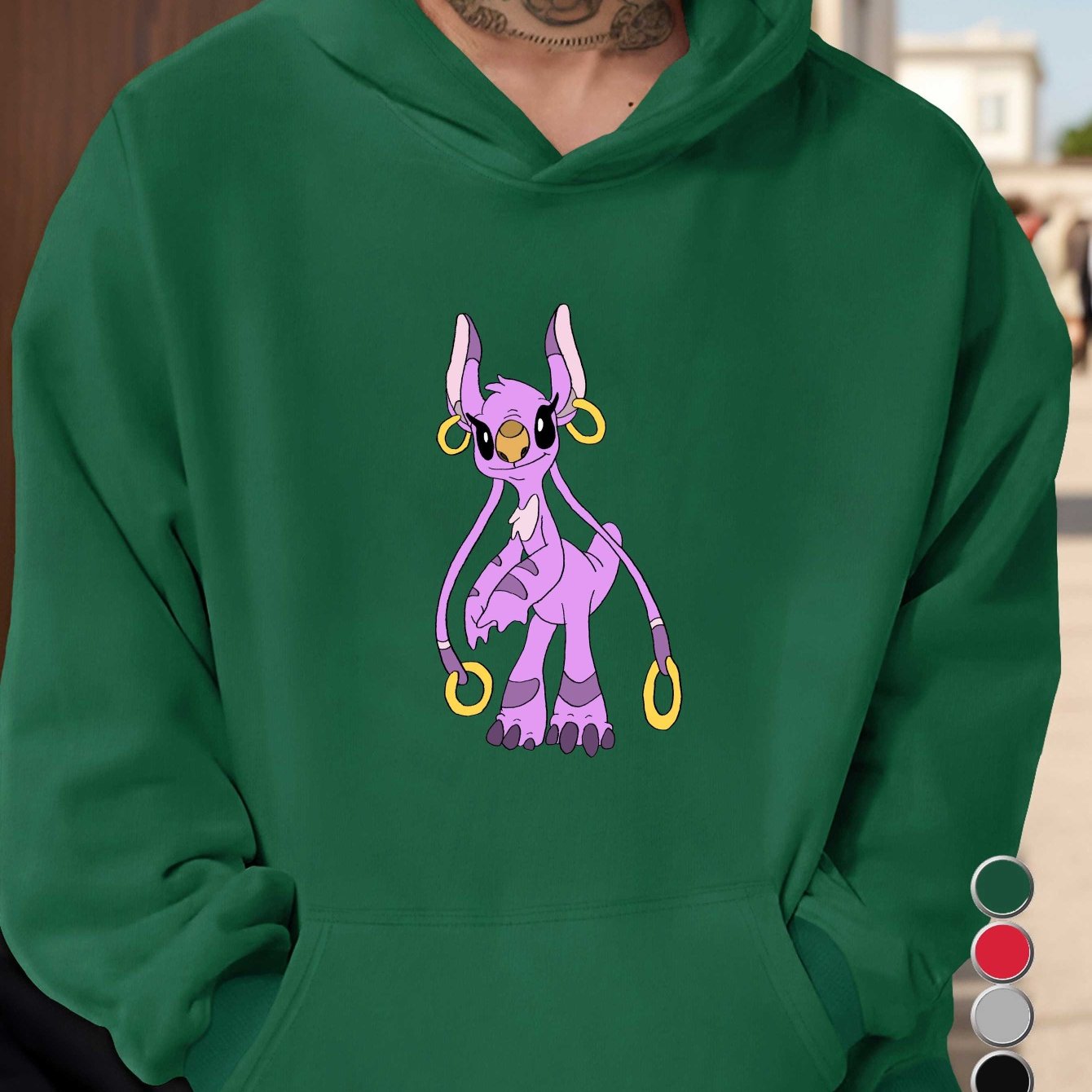 Disney Stitch Men's Graphic Hoodie - Vibrant Red Relaxed Fit Hooded Sweatshirt with Front Pocket, 100% US Printed Design, Machine Washable Autumn Winter Casual Pullover, Disney Hoodie, Durable Fabric