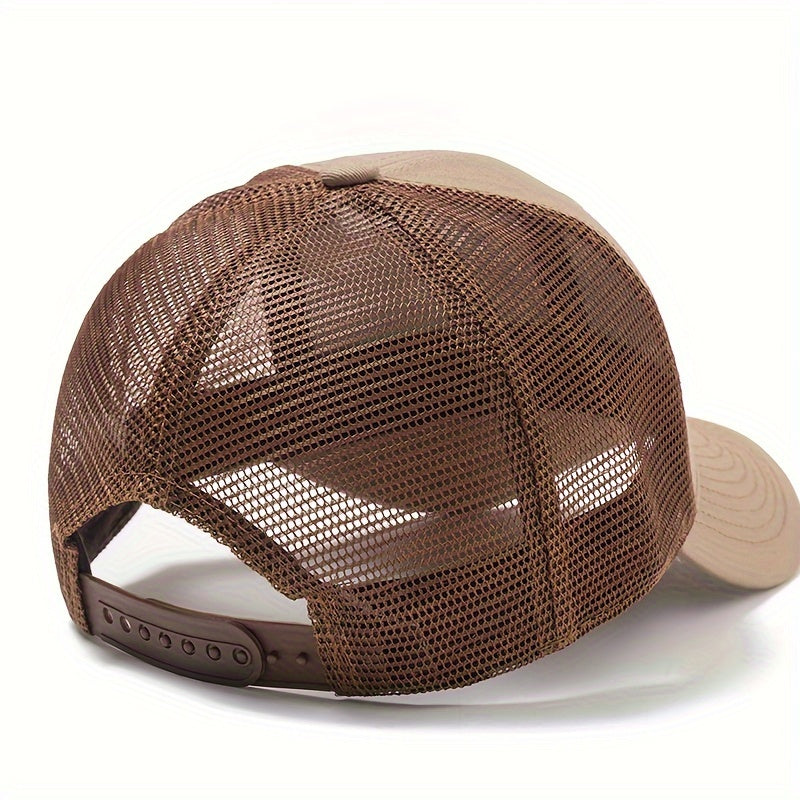 Mesh Trucker Hat - Adjustable Baseball Cap for Outdoor, Camping, Fishing & Casual Wear - Breathable Polyester with Curved Brim - Black, Green, Orange, Navy Blue, Beige