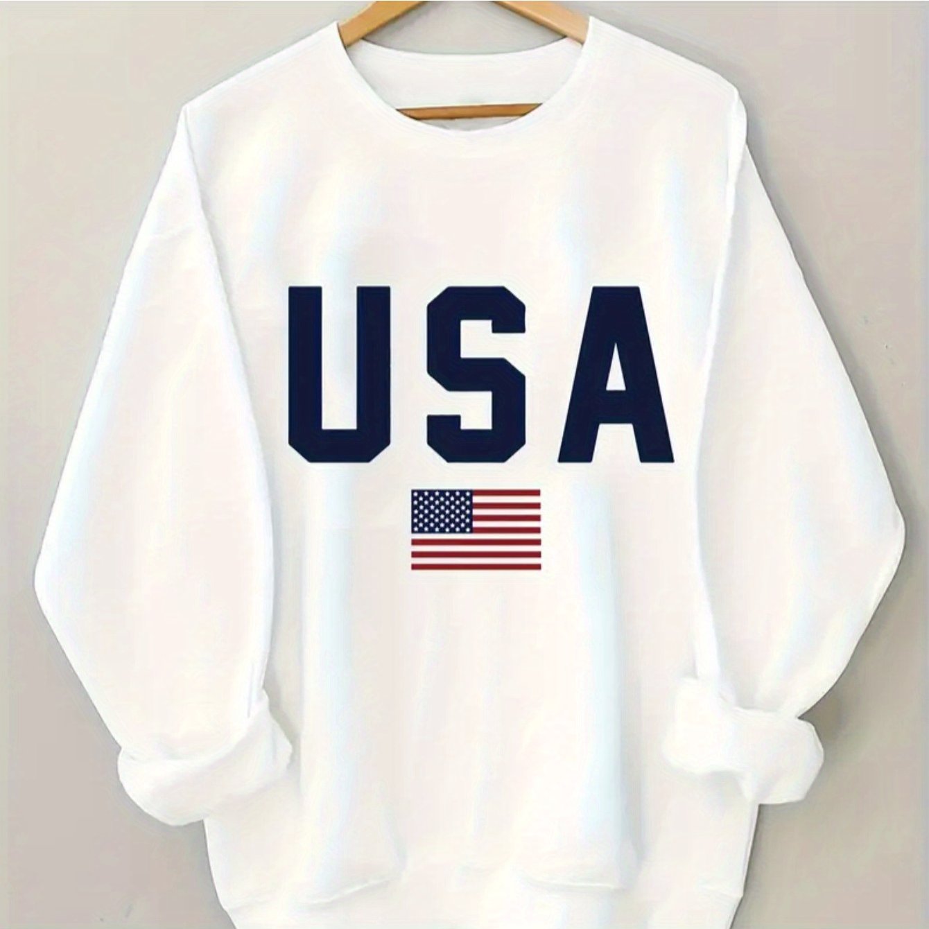 Women's Casual Crew Neck Geometric Pattern Long Sleeve Pullover for Autumn/ Winter Knit White Sweatshirt