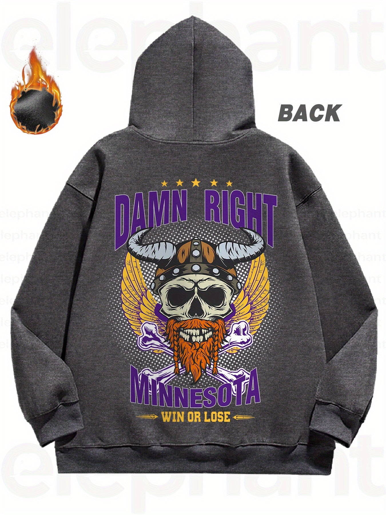 Men's Fleece-Lined Hoodie with Minnesota Skull Graphic -