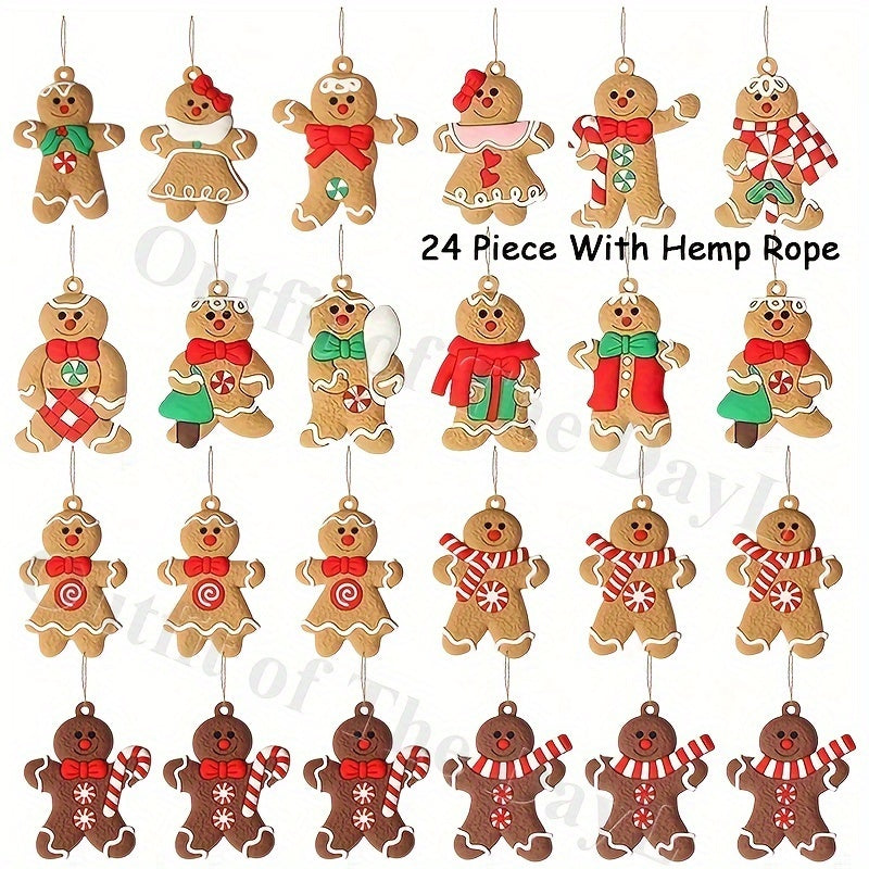 Wood Gingerbread Man Ornaments - Versatile Hanging Decorations for Christmas, Halloween, Easter, Thanksgiving - No Power Needed, Festive Holiday Pendants for Seasonal Celebrations
