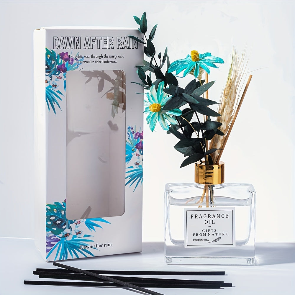 Jasmine Scent Reed Diffuser Sets 4.05 Oz(120ml) With Real Flower Diffuser Stick Home Fragrance Light Aroma Scented Home Décor Essential Oil