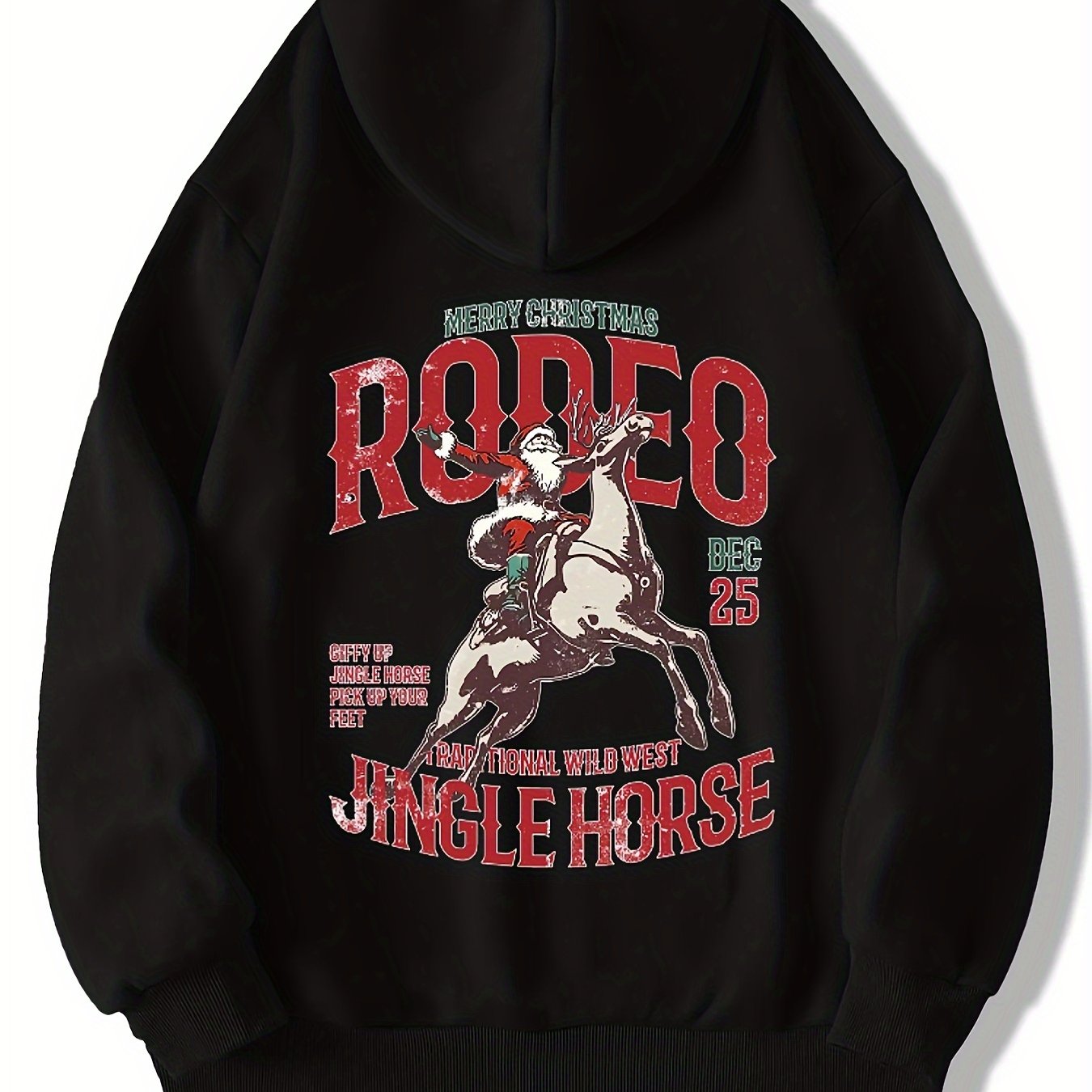 Christmas Loose-fitting men's letter and character print hoodie with drooping shoulders and adjustable drawstrings