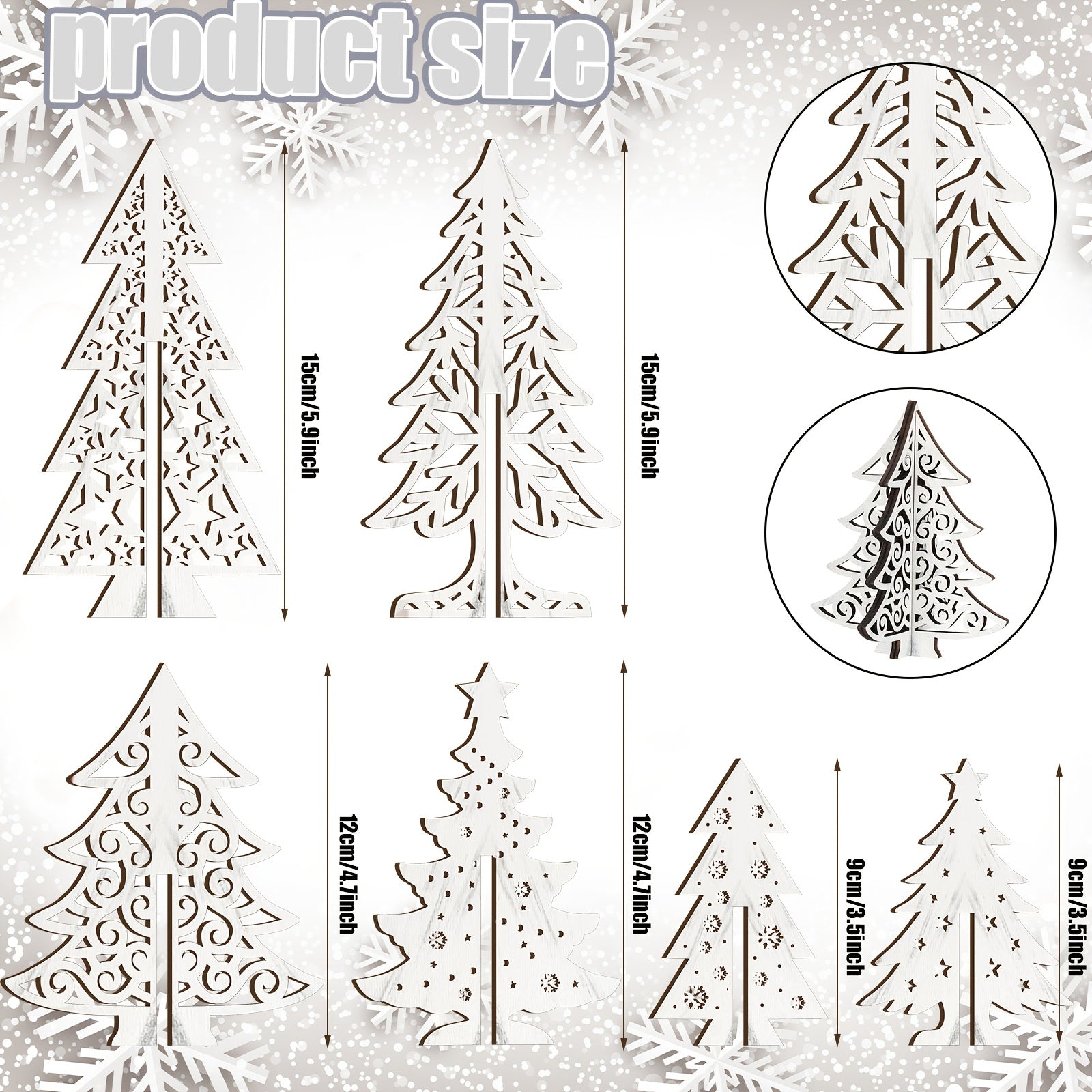 Wooden Christmas Trees Tabletop Decor Wood 3D Christmas Trees Xmas Centerpieces Table Wooden Signs Farmhouse Tiered Tray Home Decor For Winter Home Office Farmhouse (Tree)