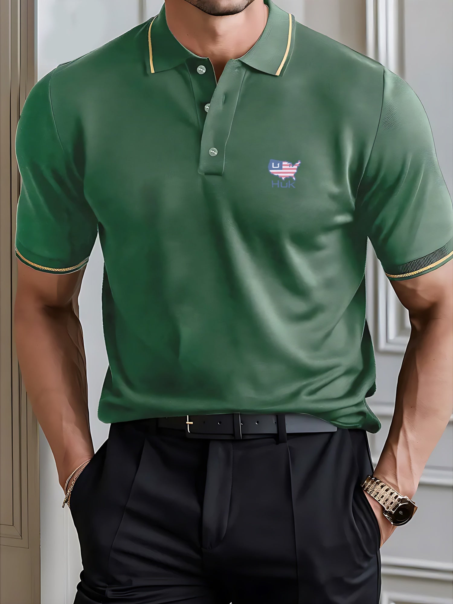 Nature Style Men'S Summer Short Sleeved Polo Shirt with Small Logo Pattern, High-End Feel, Light Business, Short Sleeved Top, Golf, Tennis, Fishing, Leisure Vacation Wear
