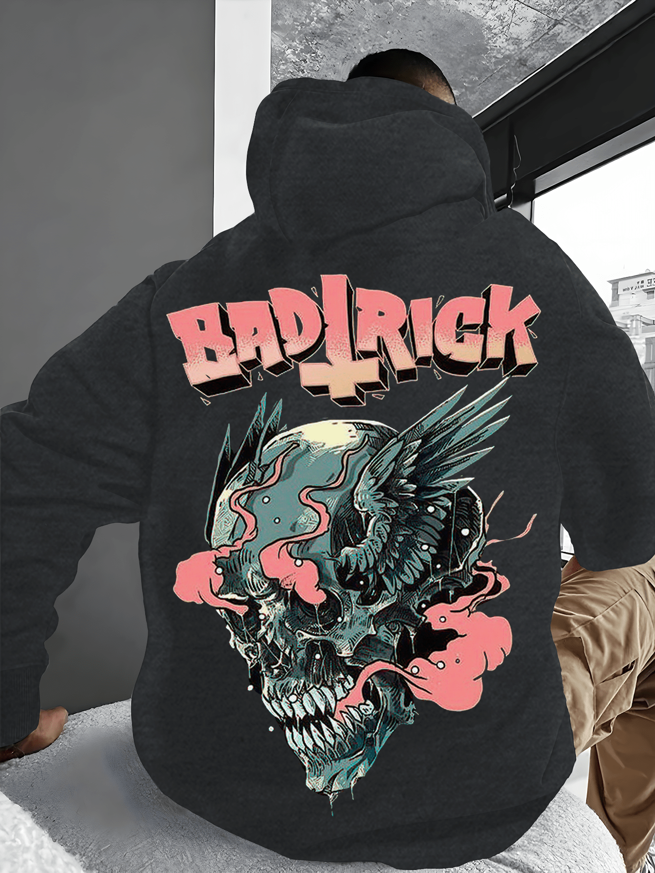 Stylish Men'S Hoodie with Skull Print & Pocket Detail - Soft Cotton Blend, Casual Fit for Fall/ Winter