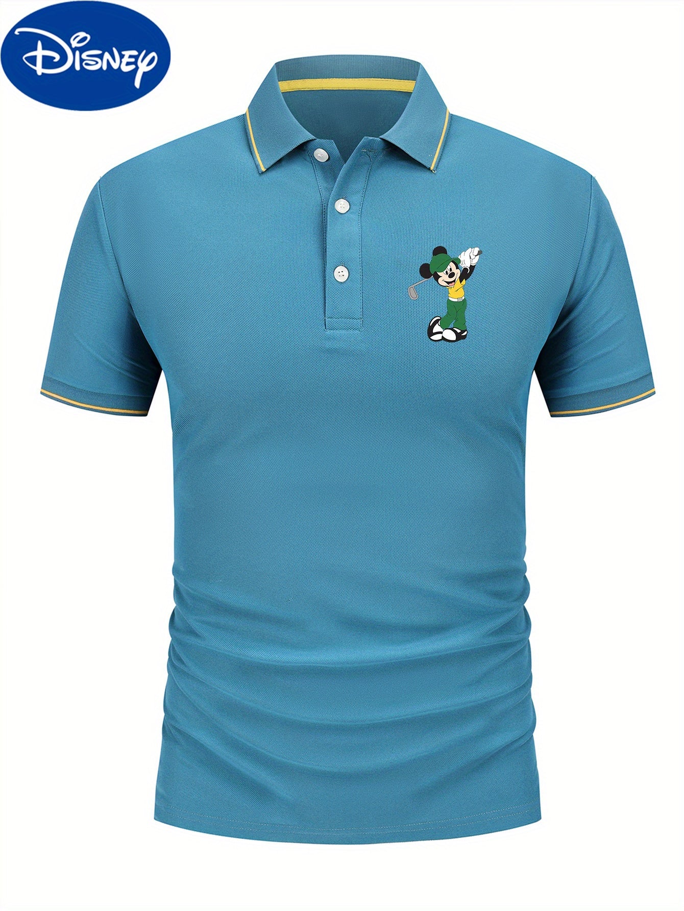Disney Mickey Golf Sports Style Printed Short Sleeve Polo Shirt, Premium Business Casual, Lightweight Polyester, Quick Drying and Breathable Golf Shirt, Polo Shirt, Suitable for Outdoor Golf and Tennis, Perfect Gift Choice fo