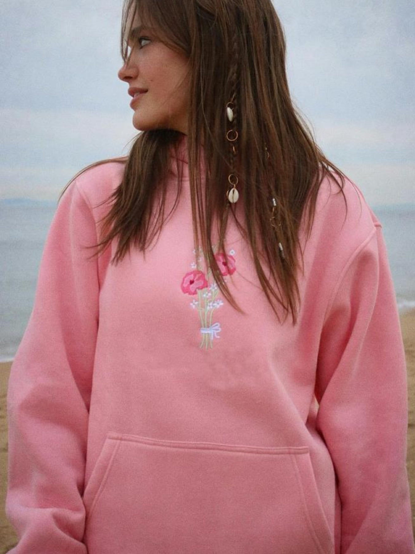 Womens Fashion Hoodies Long Sleeve Floral Letter Embroidery Loose Sweatshirts Streetwear Tops