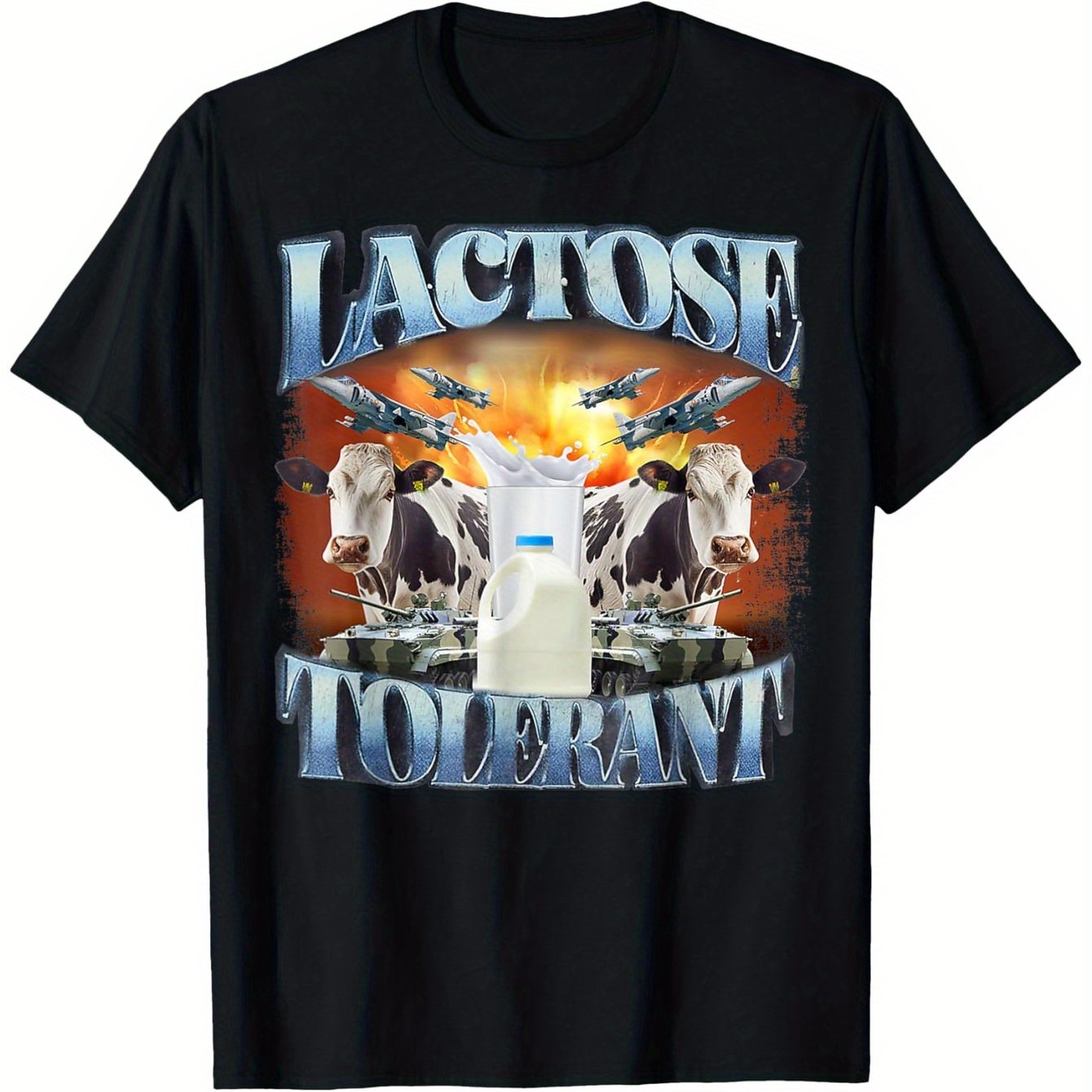 Lactose Tolerant Funny Meme T-Shirt – Unisex Casual Round Neck Short Sleeve Tee, 100% Cotton, S-XXXL, Black Graphic Print with Humorous Design, Perfect for Outdoor or Casual Attire
