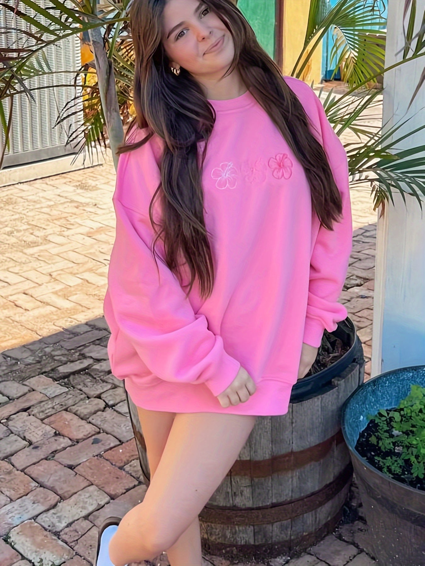 Women'S Long-Sleeved Round Neck Light Blue Butterfly Pattern Three-Color Round Neck Sports Sweatshirt Suitable for Going Out And Partying Streetwear