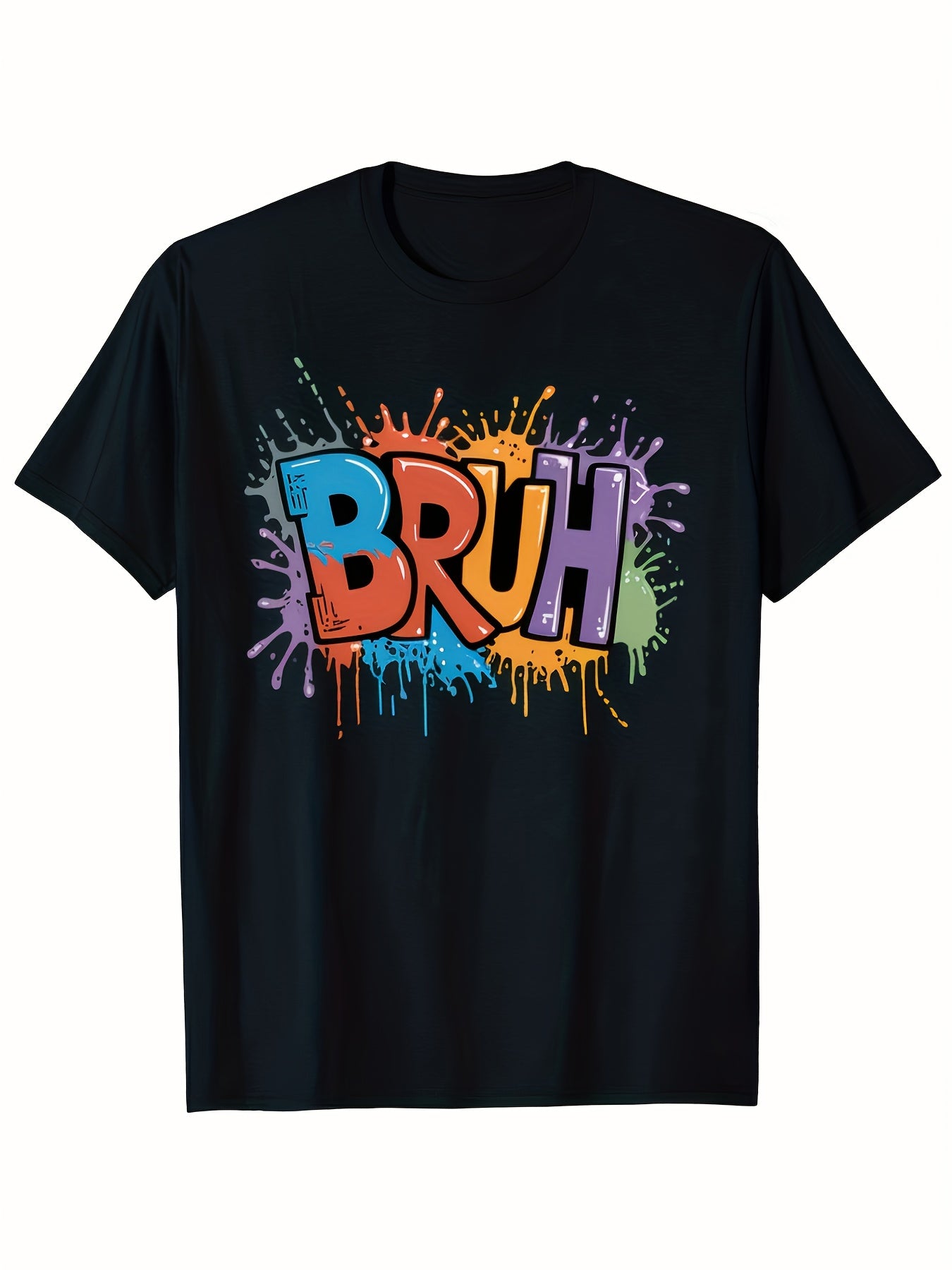 Boys Bruh Meme Saying Teens Paint Drip Graffiti Aesthetic T-Shirt