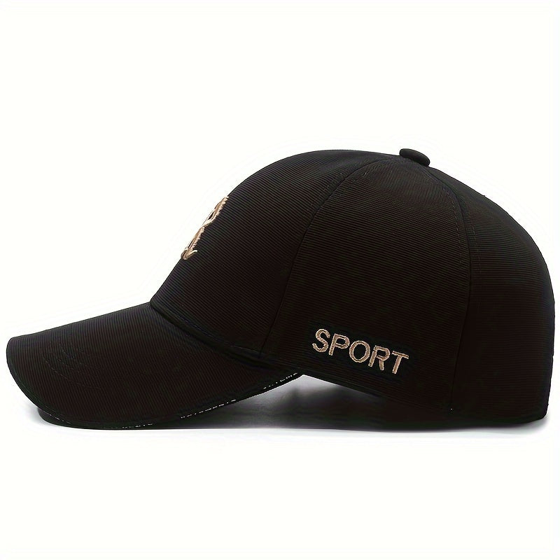 1pc 3D Embroidered Letter Baseball Cap, Soft Polyester Sports Hat, Hand Washable, Adjustable, Breathable, UV Protection, Unisex for Cycling, Golf, Outdoor Activities - Ideal for Holidays