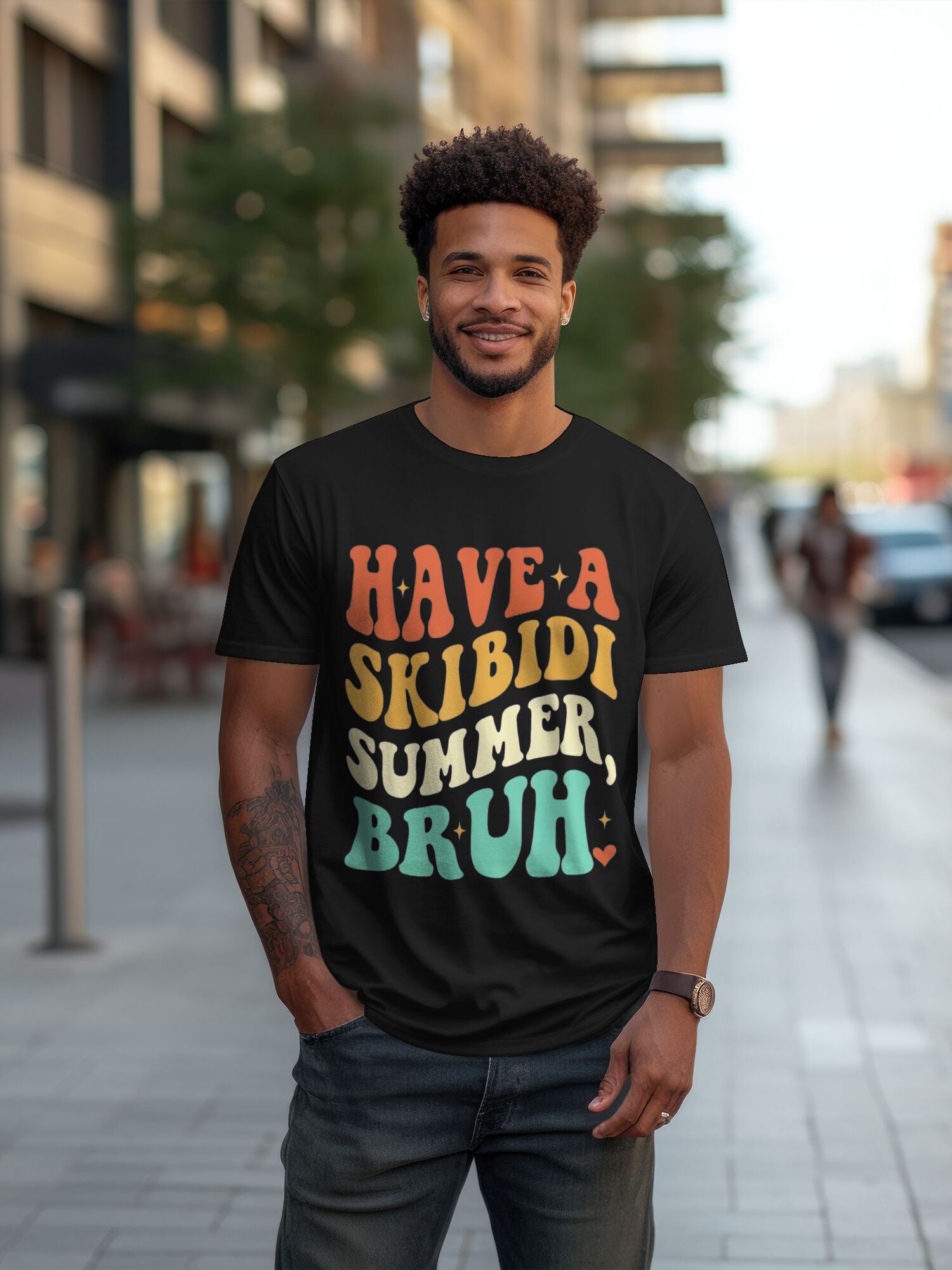 Skibidi Summer Bruh Graphic T-Shirt - Black Tee with HAVE A SKIBIDI SUMMER, Bold Typography Streetwear - Loose Fit Shirt for Men & Women - Beach, Parties, Everyday Casual Outfits - All-Season Comfort, Beach T Shirt, Party Att
