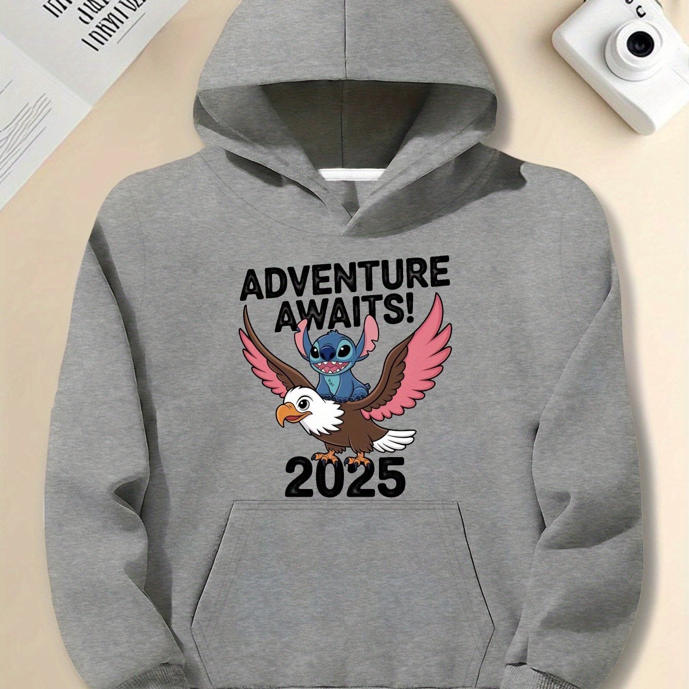 Disney Adventure Awaits Stitch Eagle men'S casual hoodies