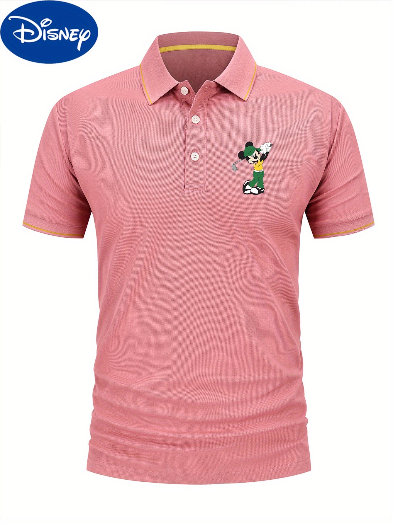 Disney Mickey Golf Sports Style Printed Short Sleeve Polo Shirt, Premium Business Casual, Lightweight Polyester, Quick Drying and Breathable Golf Shirt, Polo Shirt, Suitable for Outdoor Golf and Tennis, Perfect Gift Choice fo