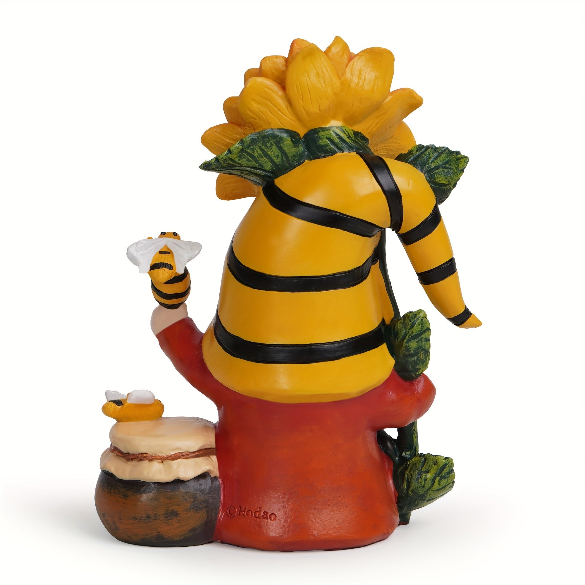 Resin Sunflower Gnome with Bee - Decorative Garden Elf Figurine, No Electricity or Battery Needed, Nature-Inspired Home & Outdoor Decor