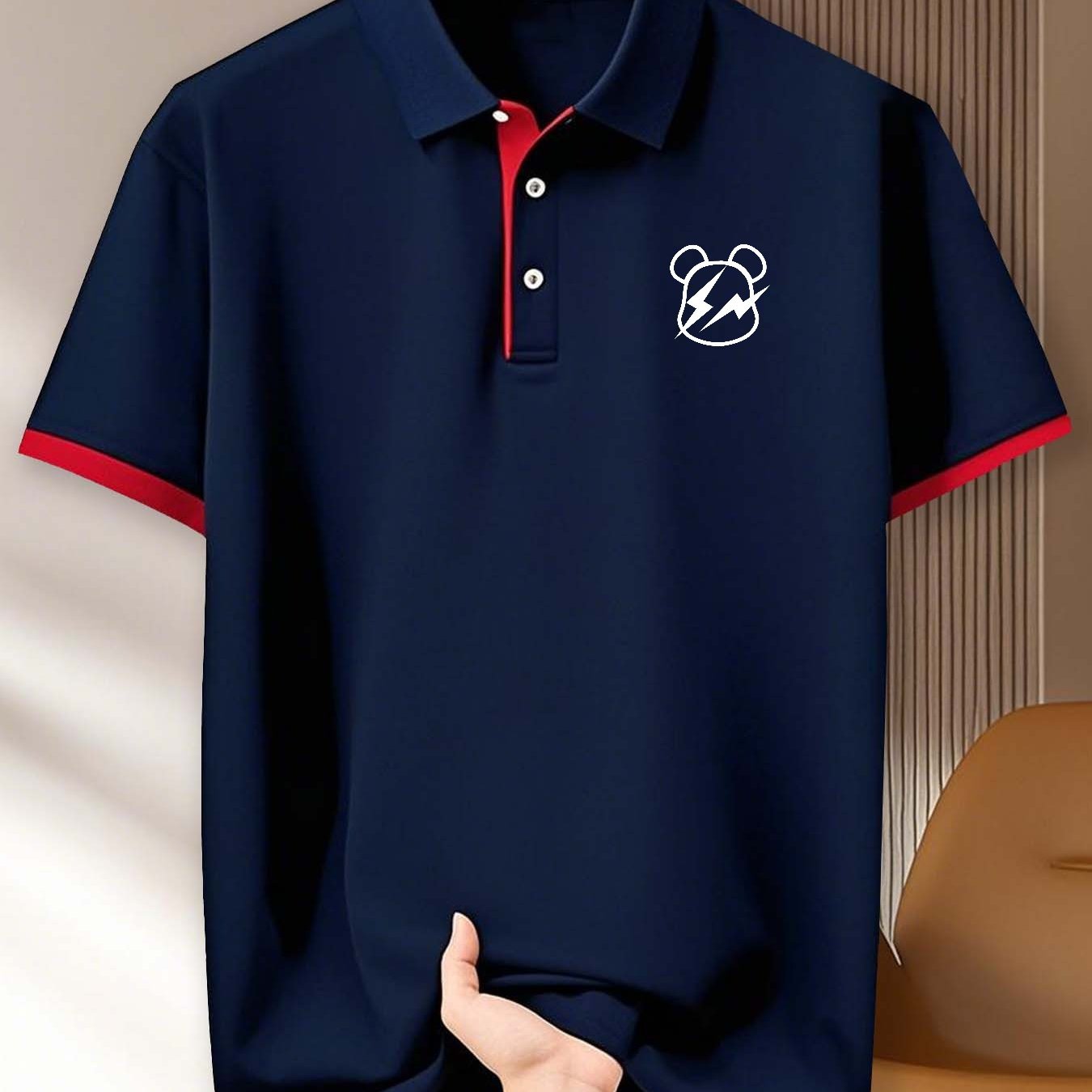 (230G) Men'S Fashionable Short-Sleeve Shirt with a Panda Print Design, Suitable for Summer Daily Wear, Fitness, Running, And Training. It Can Also Be Used As a Men'S Short-Sleeve Golf Shirt, for Business Casual Occasions, And