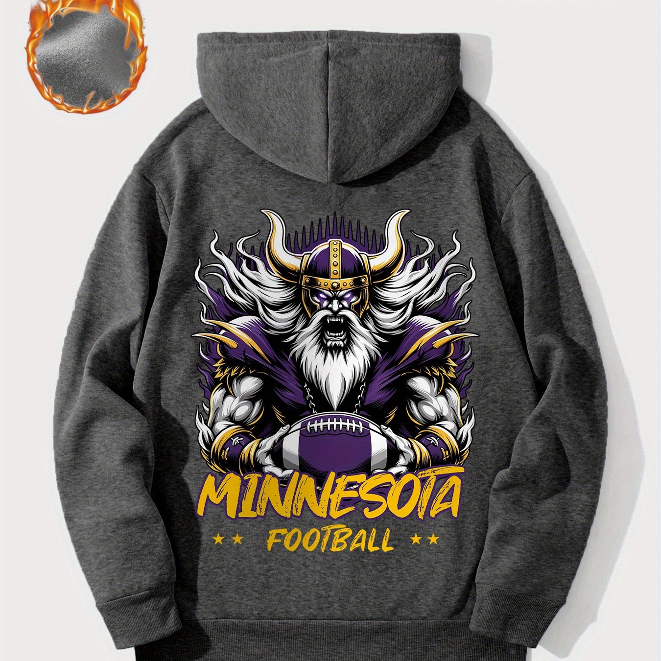 Creative Gifts, Gifts for Men, 1pc MINNESOTA Football Creative Graphic Print Casual Hoodies, Suitable for Football Enthusiasts, Men'S Hoodie And Sweatshirt, New Stylish Printed Casual Pocket Hoodie, Thickened, Suitable for Au