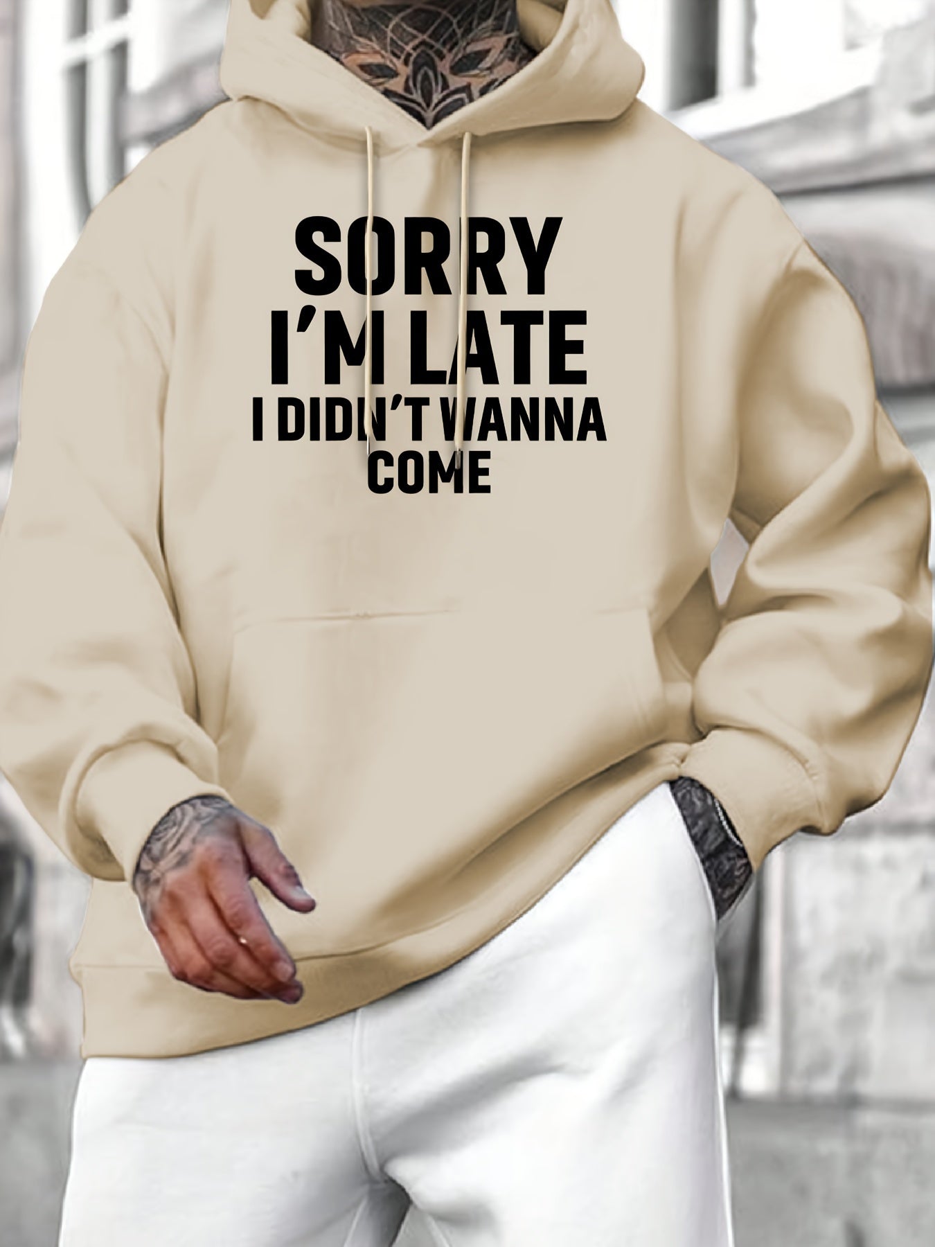 Kangaroo Pocket Hoodie - Funny Graphic Print Sweatshirt with Casual Long Sleeve Pullover Design, Perfect for Fall and Winter, Men's Clothing