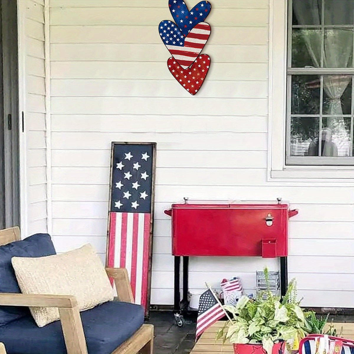 Patriotic Heart-Shaped Wooden Wall Decor - American Flag Design for July 4th, Father'S Day, Independence Day & Graduation Season - Versatile Hanging Ornament for Farmhouse Galler