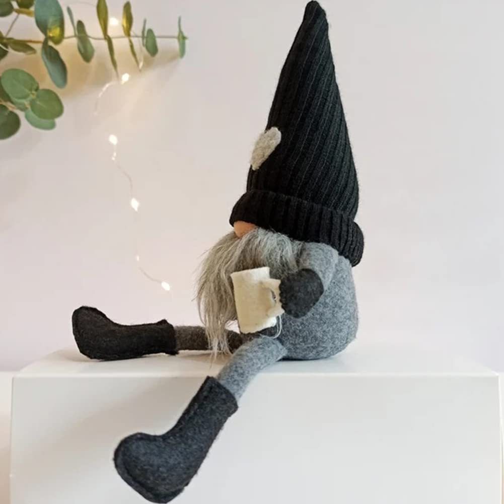 Coffee Gnomes Plush Doll Coffee Bar Decoration Swedish Tomte Elf Dwarf Collectible Figurines Dangle Leg Shelf Sitters Farmhouse Home Kitchen Decor Coffee Lover Gifts