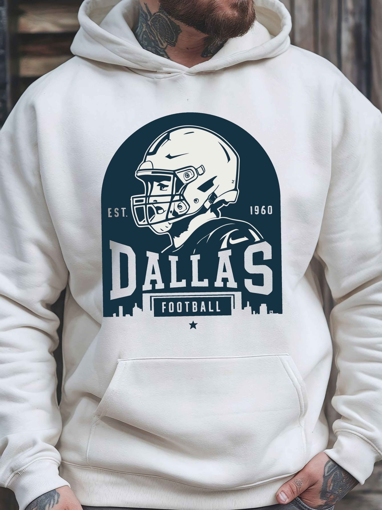 Football Dallas (Local) All Day Hoodie, Fashion Cotton Hoodie, Street Style Sweatshirt, Crew Neck Sweater, Super Soft, Breathable, Four Seasons Leisure Hoodie, Suitable for Daily Wear, Casual Outing