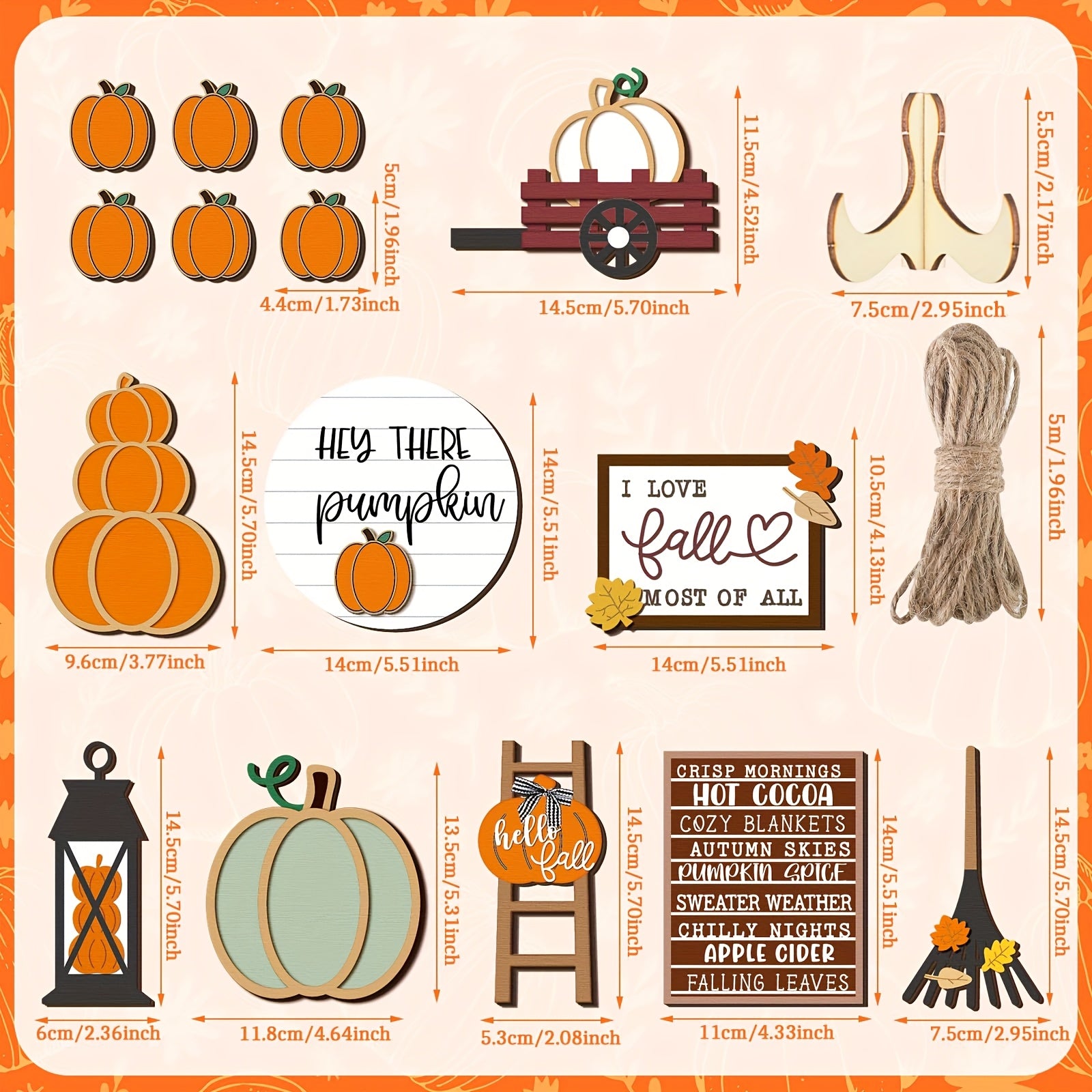 Thanksgiving Fall Tiered Tray Decorating Set - Fall Pumpkin Leaf Rustic Farmhouse Decorative Tray - Home Kitchen Wooden Tabletop Sign (Rustic)