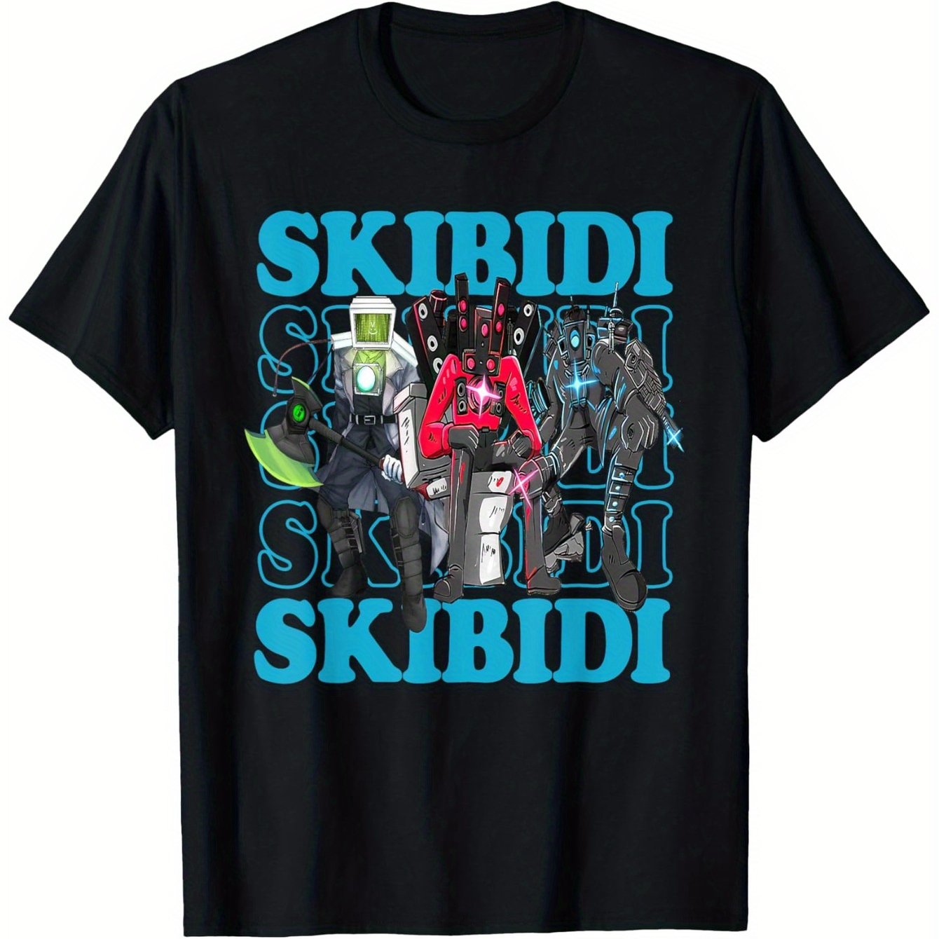 Skibidi Toilet Cameraman. Tvman. Speakerman T-Shirt Black Shirt for 5-13Y Boy Girl Teen Black