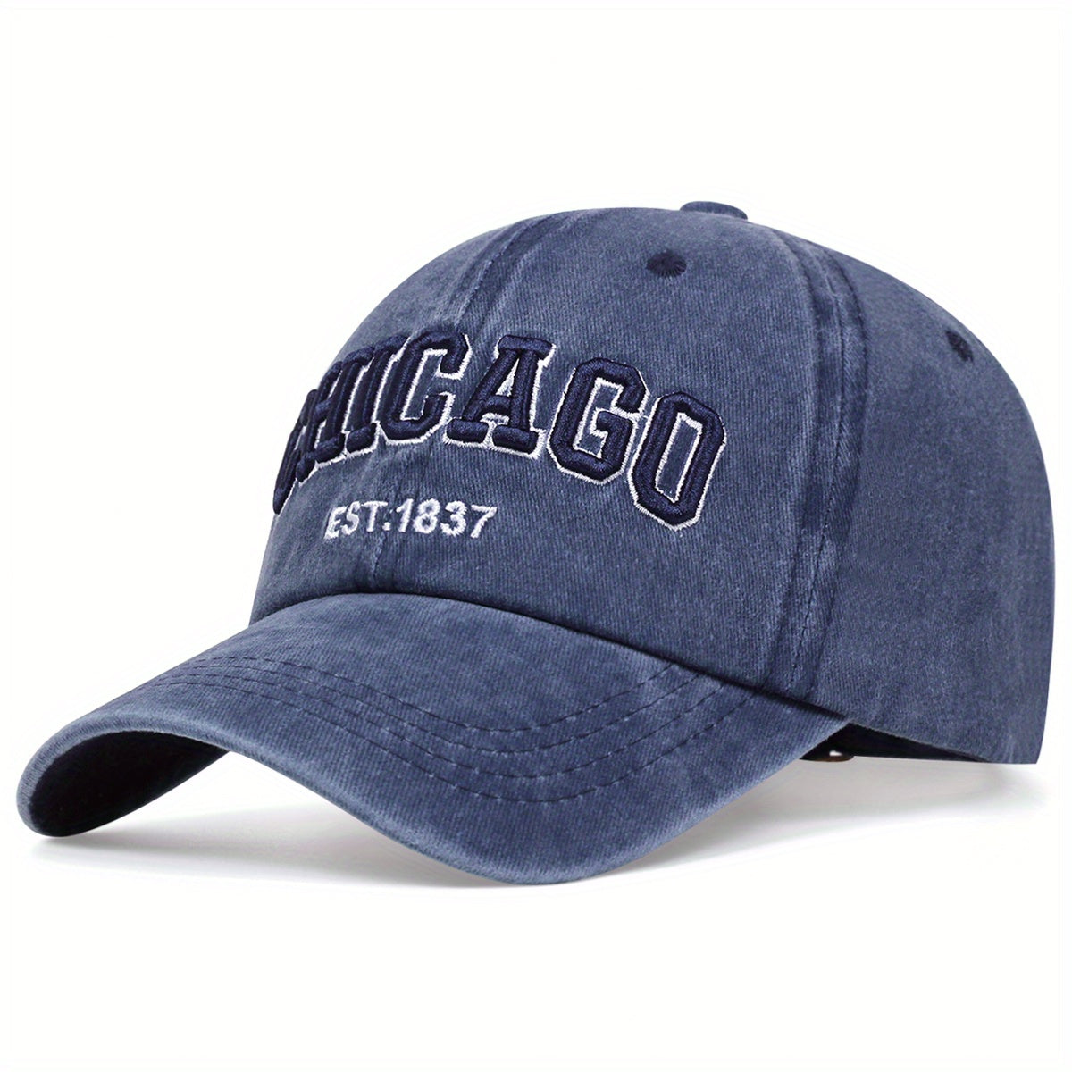 Vintage Washed Distressed Lightweight Chicago Embroidery Baseball Cap - Unisex Sun Hat For Women & Men Dad Hats