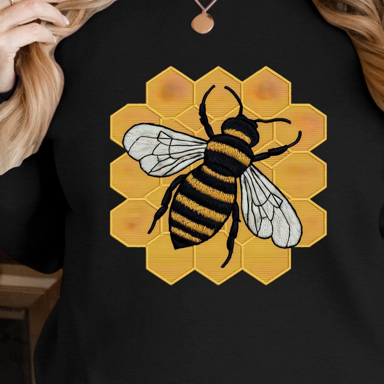 detailed embroidered bee illustration women's sweatshirts