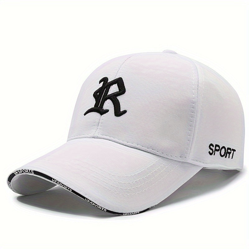 1pc 3D Embroidered Letter Baseball Cap, Soft Polyester Sports Hat, Hand Washable, Adjustable, Breathable, UV Protection, Unisex for Cycling, Golf, Outdoor Activities - Ideal for Holidays