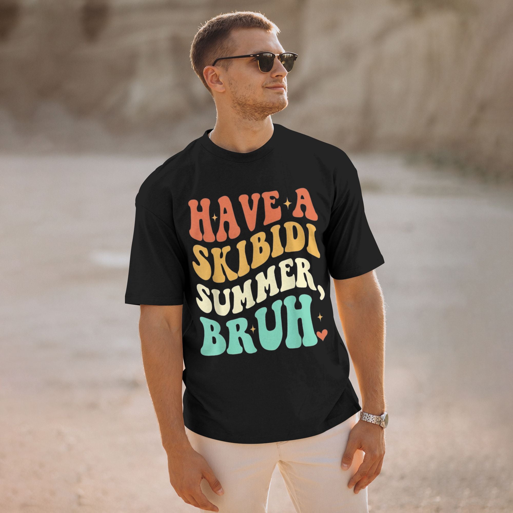 Skibidi Summer Bruh Graphic T-Shirt - Black Tee with HAVE A SKIBIDI SUMMER, Bold Typography Streetwear - Loose Fit Shirt for Men & Women - Beach, Parties, Everyday Casual Outfits - All-Season Comfort, Beach T Shirt, Party Att