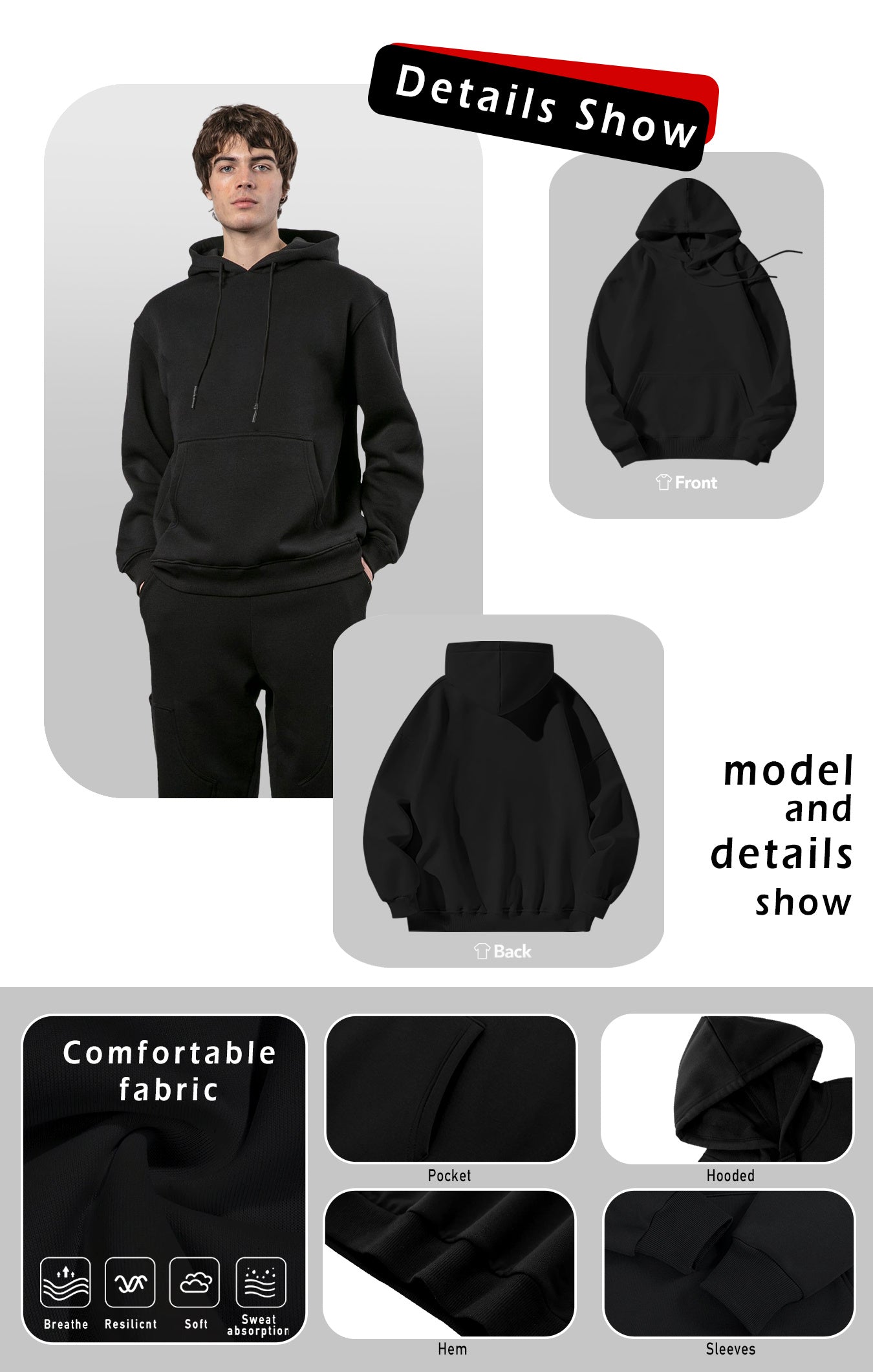 Men's Y2K Basketball Star Graphic Fleece Hoodie - Black, Trendy Hip-Hop Streetwear with Kangaroo Pocket, Perfect for Fall/Winter Casual Wear and Gifts
