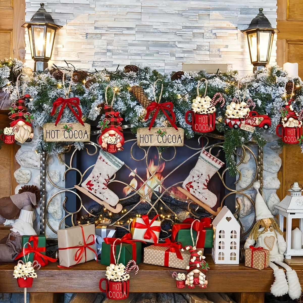 Wooden Santa Claus Hanging Decorations - Perfect For Christmas Hot Cocoa & Outdoor Festival Parties!