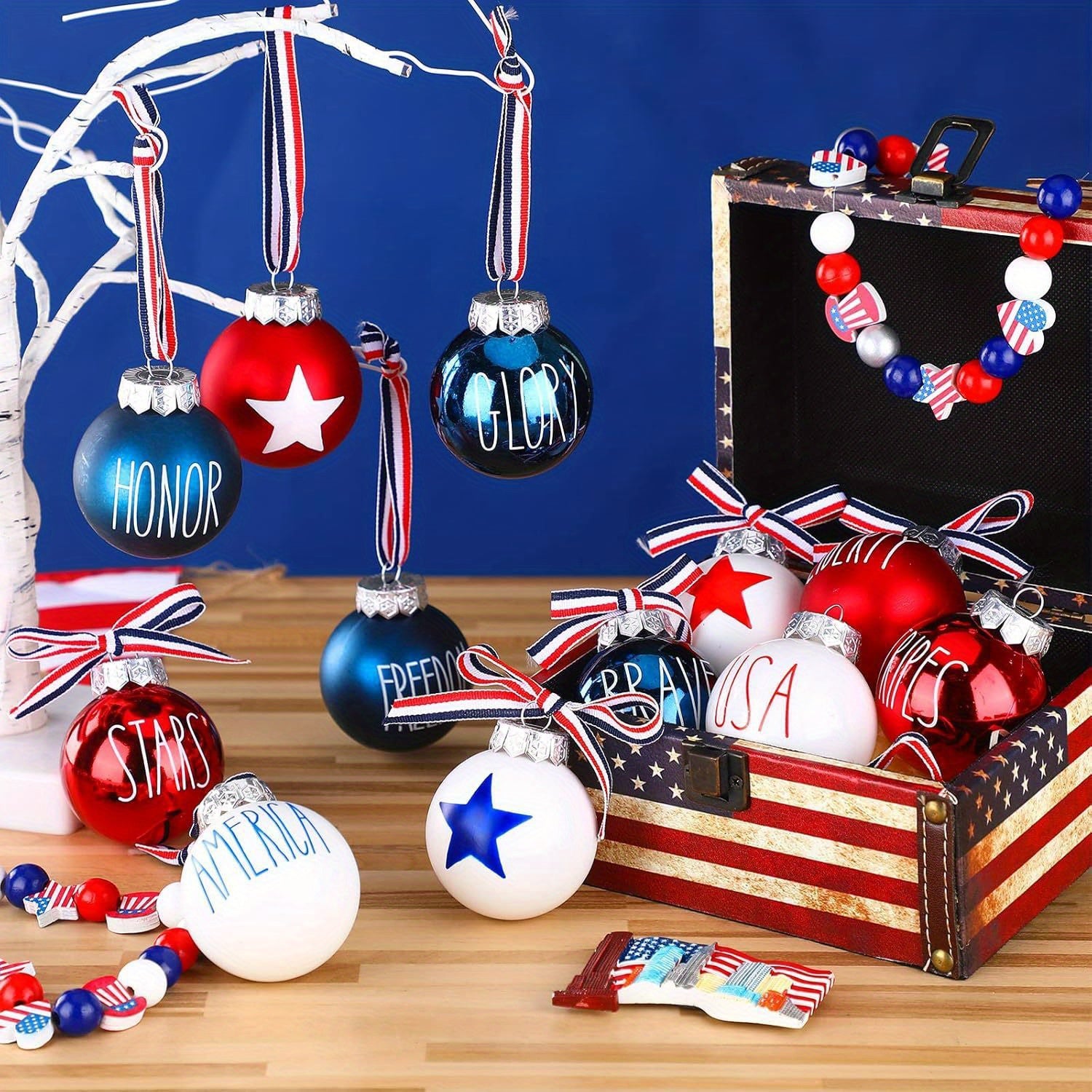 Wooden Patriotic Hanging Ornaments Independence Day 4th of July Ball Decoration Festival Supplies