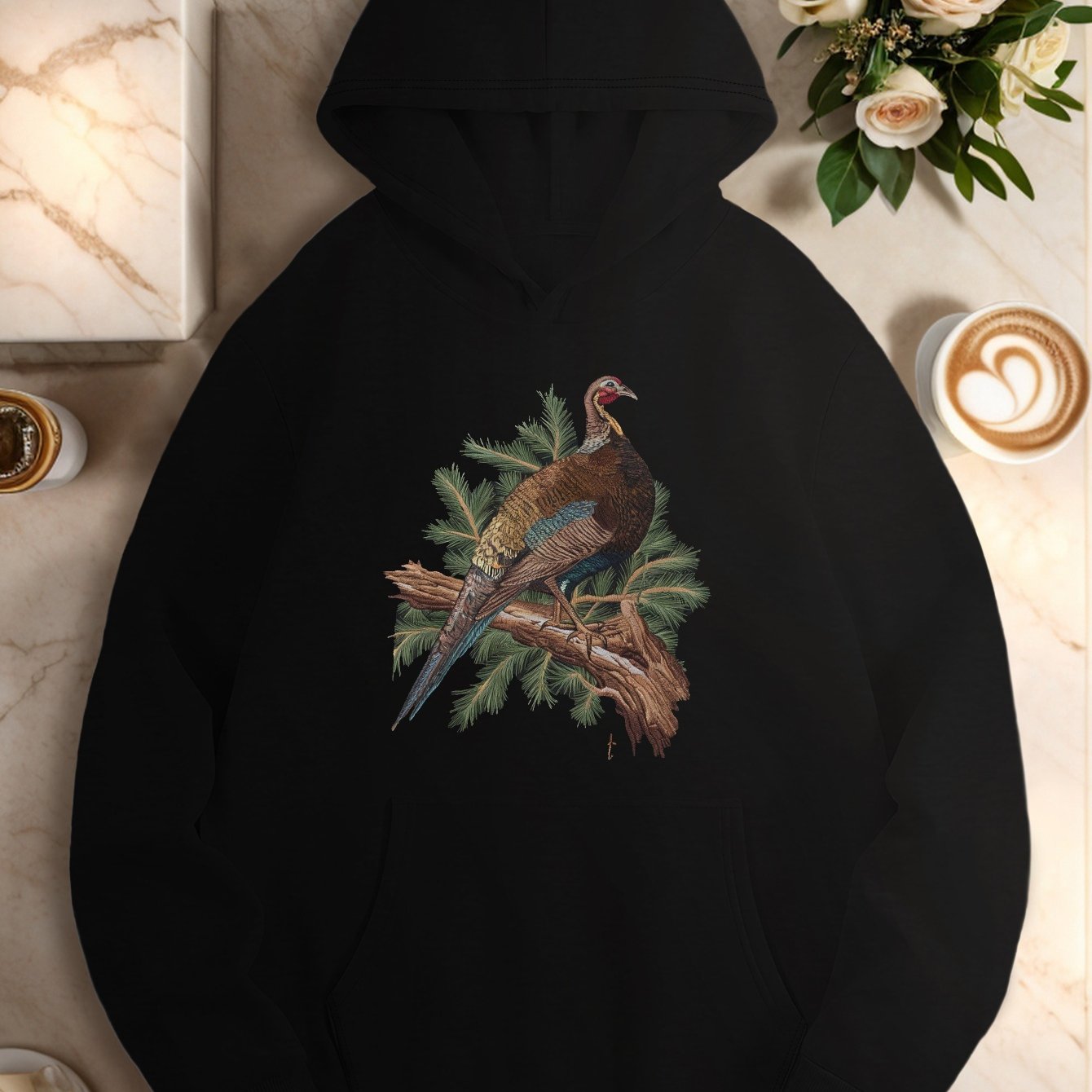 Teediy Embroidery Embroidered Pheasant on Branch Teediy Women'S Hoodies