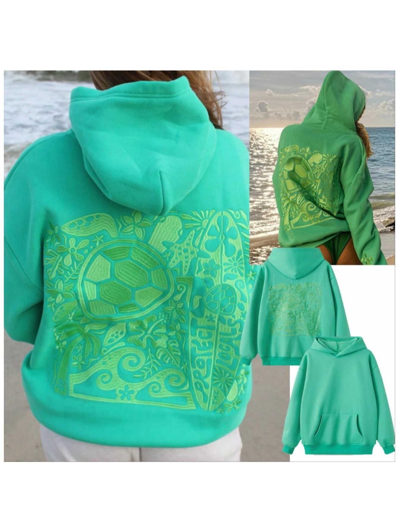 Y2k Hooded Sweatshirt For Women Men Turtle Embroidered Long Sleeve Kangaroo Pocket Oversized Sweatshirt Drop Shoulder Graphic Hoodies For Teen Girls Casual Loose Pullover Tops Streetwear Preppy Aesthetic Clothes For Fall Spri