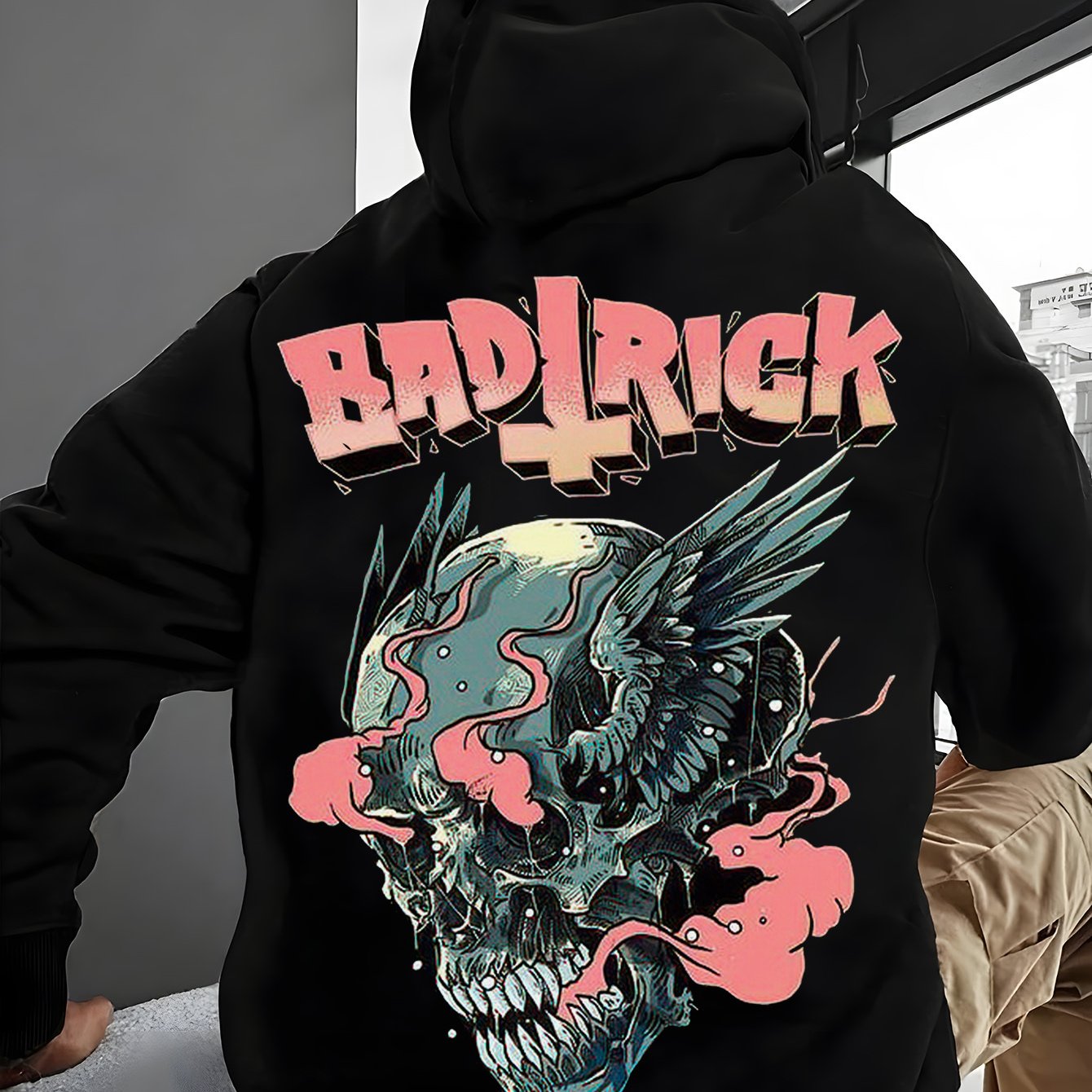 Stylish Men'S Hoodie with Skull Print & Pocket Detail - Soft Cotton Blend, Casual Fit for Fall/ Winter