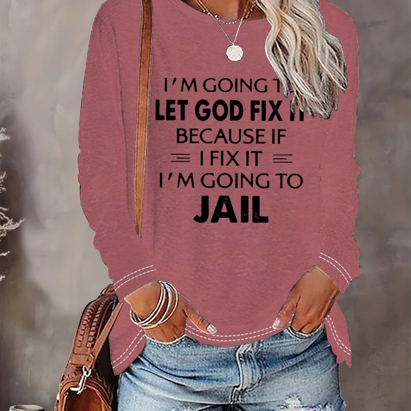 Women'S T-shirt Letter Print - Comfortable Long Sleeved Round Neck - Perfect Choice For Spring And Autumn Casual Wear
