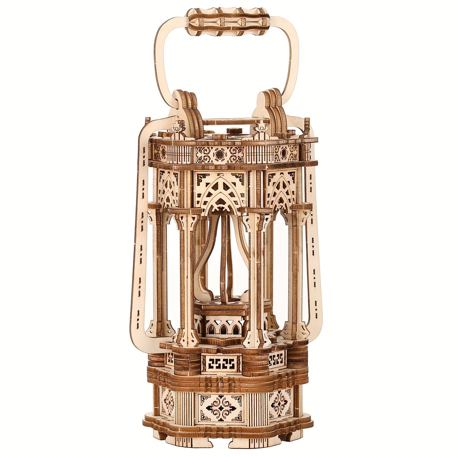 3D Three-dimensional Puzzle Wooden Retro Classic Lanterns Model, DIY Handmade Assembled Birthday Gift