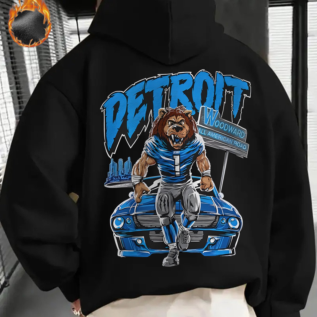 Mens Gifts, Mens Winter Clothes, Sweatshirts for Men, Detroit Football Game Day Outfit, Design Using The Detroit Football Logo, This Casual Hoodie Is Perfect for Football Enthusiasts, Offering Thick Warmth Ideal for Winter We