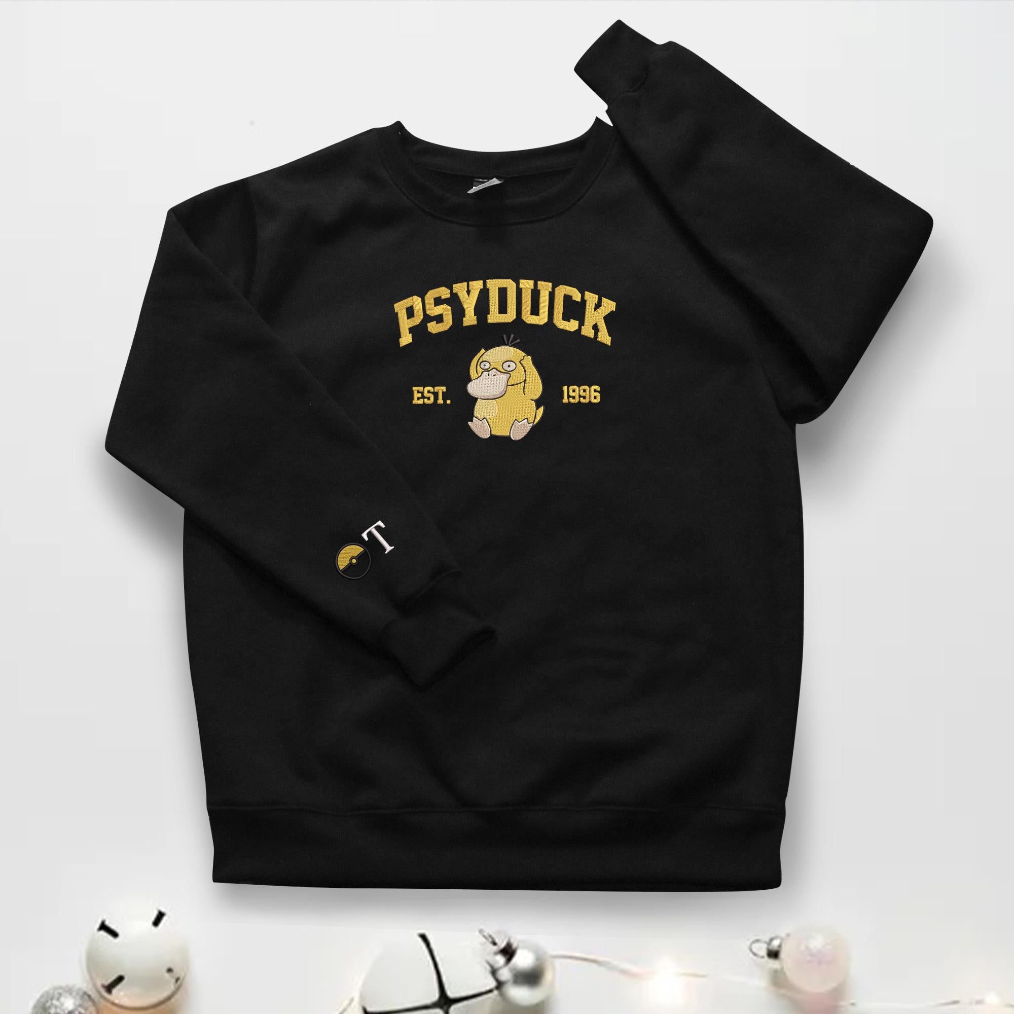 Personalized Psyduck Embroidered Sweatshirt Custom Psyduck Hoodie Crewneck Sweatshirt Custom Name Shirt Cute Psyduck Shirt Gifts
