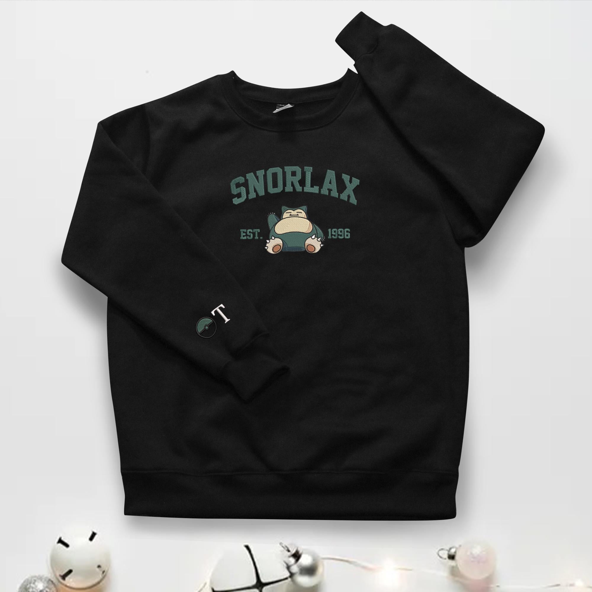 Personalized Snorlax Embroidered Sweatshirt Custom Snorlax Hoodie Crewneck Sweatshirt Custom Name Shirt Gifts