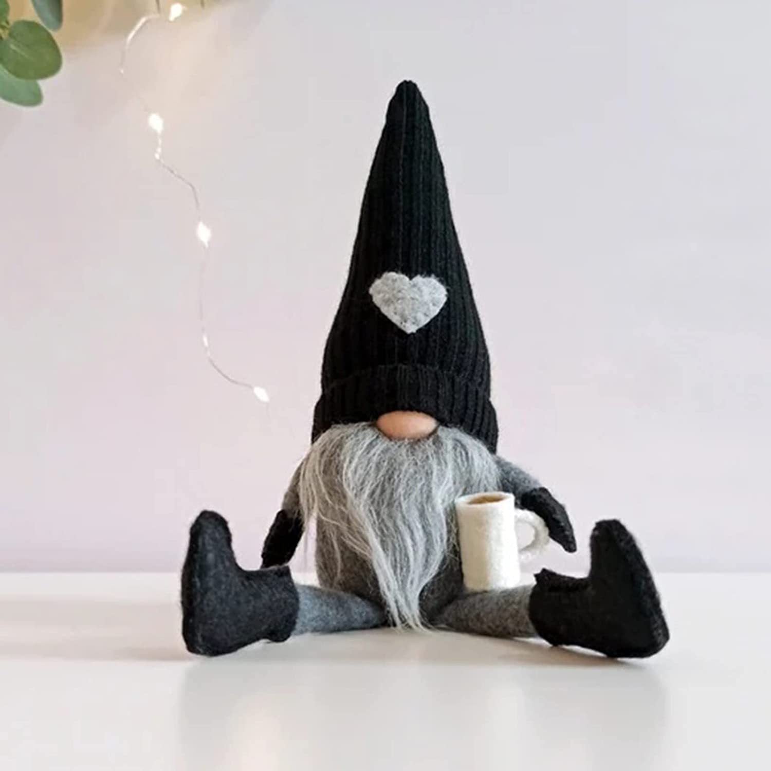 Coffee Gnomes Plush Doll Coffee Bar Decoration Swedish Tomte Elf Dwarf Collectible Figurines Dangle Leg Shelf Sitters Farmhouse Home Kitchen Decor Coffee Lover Gifts