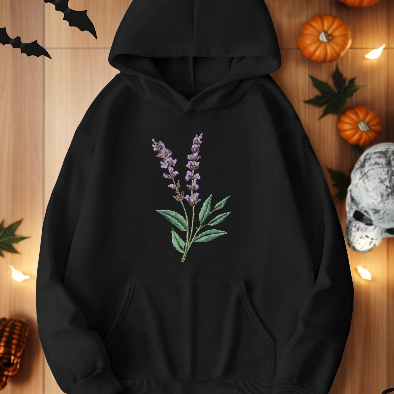 Teediy Lavender Sprig Embroidered Design Women'S Hoodies