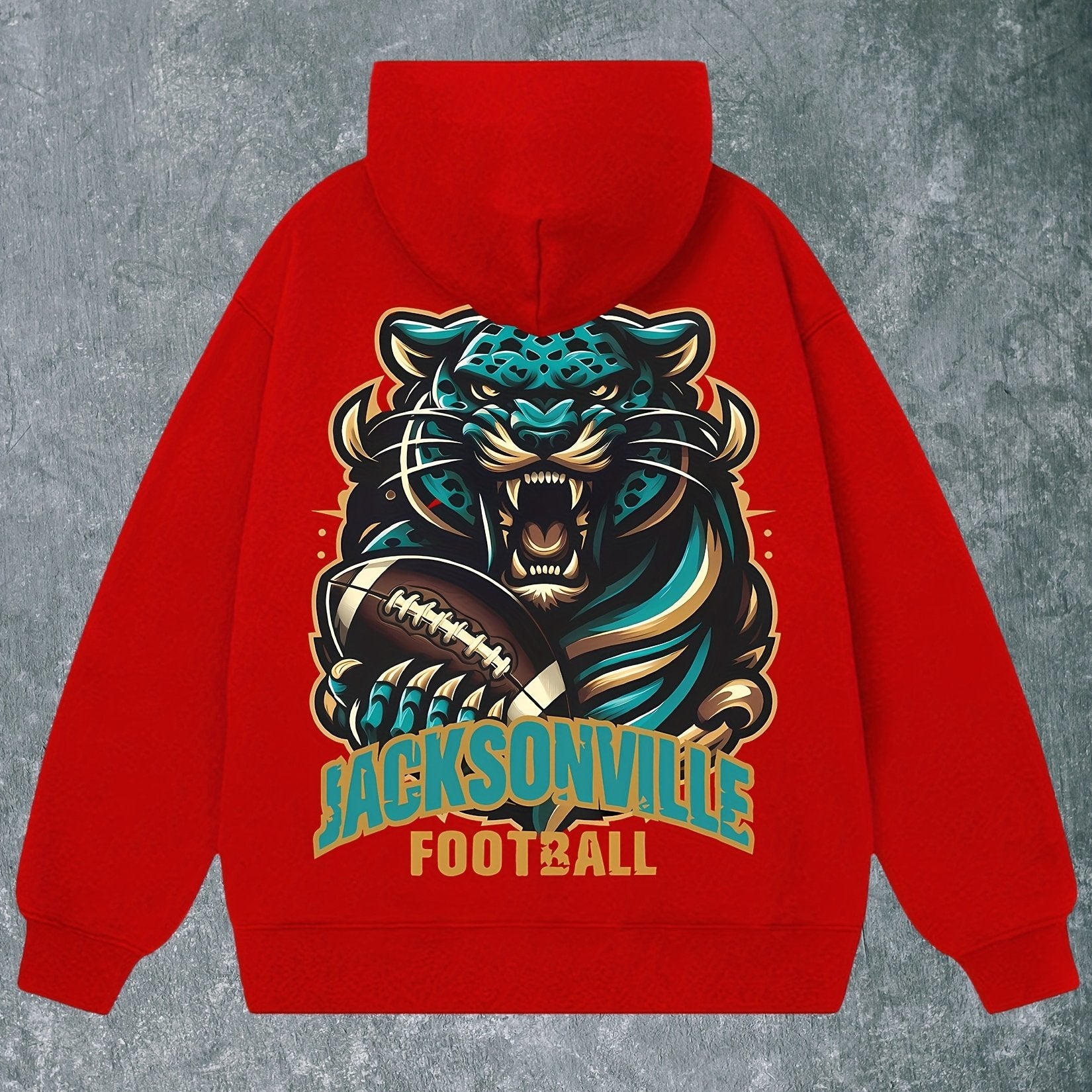 Jacksonville Football Men's Hoodie - Navy Blue Blend, Fierce for JAGUAR Design, Long Sleeve Pullover for Fall & Winter, Casual and Comfortable Streetwear, Football Hoodie